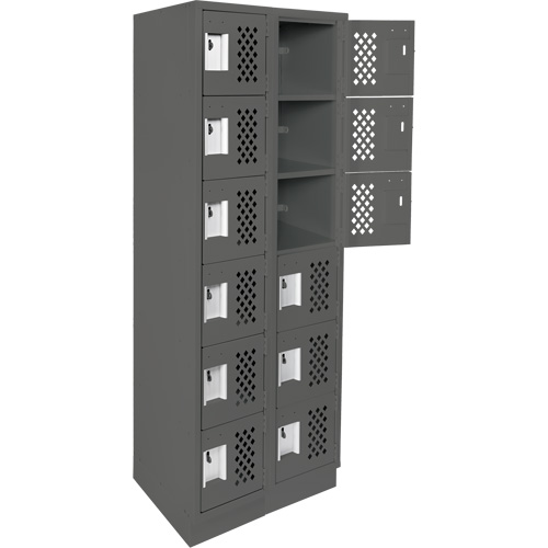 Assembled Lockerettes Clean Line Perforated Economy Lockers, 6 -tier, Bank of 2, 18" x 72" x 12", Steel Cantin et fils