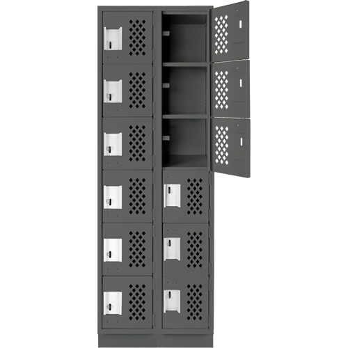 Assembled Lockerettes Clean Line Perforated Economy Lockers, 6 -tier, Bank of 2, 18" x 72" x 12", Steel Cantin et fils
