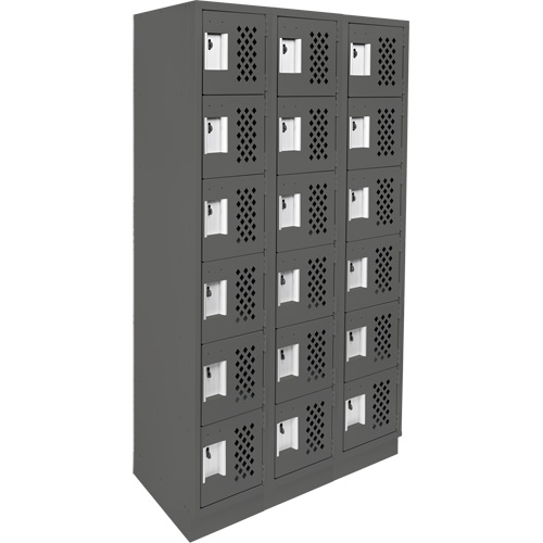 Assembled Lockerettes Clean Line Perforated Economy Lockers, 6 -tier, Bank of 3, 18" x 72" x 12", Steel Cantin et fils