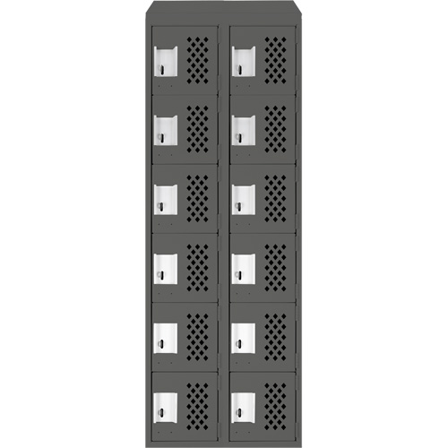 Assembled Lockerettes Clean Line Perforated Economy Lockers, 6 -tier, Bank of 2, 18" x 72" x 12", Steel Cantin et fils