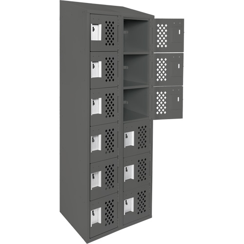 Assembled Lockerettes Clean Line Perforated Economy Lockers, 6 -tier, Bank of 2, 18" x 72" x 12", Steel Cantin et fils