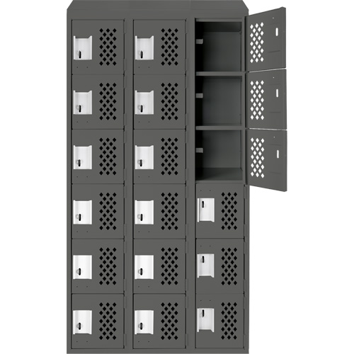 Clean-Line Perforated Lockerette, 6 -tier, Bank of 3, 12" x 72" x 12", Steel Cantin et fils