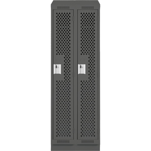 Clean Line Lockers, Bank of 2, 24" x 12" x 82", Steel, Charcoal, Rivet (Assembled), Perforated Cantin et fils