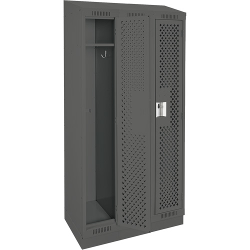 Clean Line Lockers, Bank of 3, 36" x 12" x 82", Steel, Charcoal, Rivet (Assembled), Perforated Cantin et fils