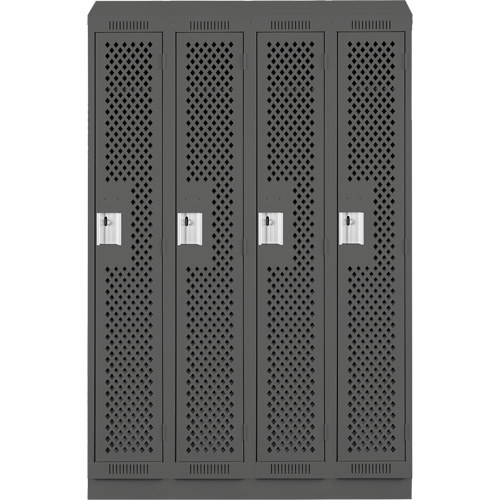 Clean Line Lockers, Bank of 4, 48" x 12" x 82", Steel, Charcoal, Rivet (Assembled), Perforated Cantin et fils