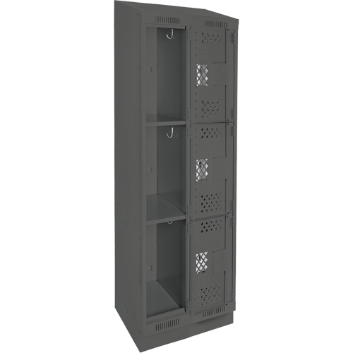 Casiers Clean Line, 3 niveaux, Bloc de 2, 24" x 18" x 82", Acier, Charbon, Rivet (assembl&eacute;), Perfor&eacute; Cantin et fils