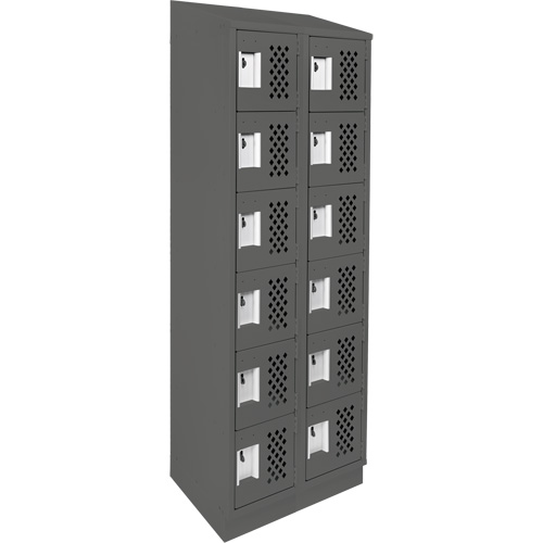 Assembled Lockerettes Clean Line Perforated Economy Lockers, 6 -tier, Bank of 2, 18" x 72" x 12", Steel Cantin et fils