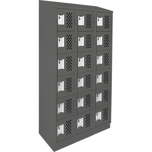 Assembled Lockerettes Clean Line Perforated Economy Lockers, 6 -tier, Bank of 3, 18" x 72" x 12", Steel Cantin et fils