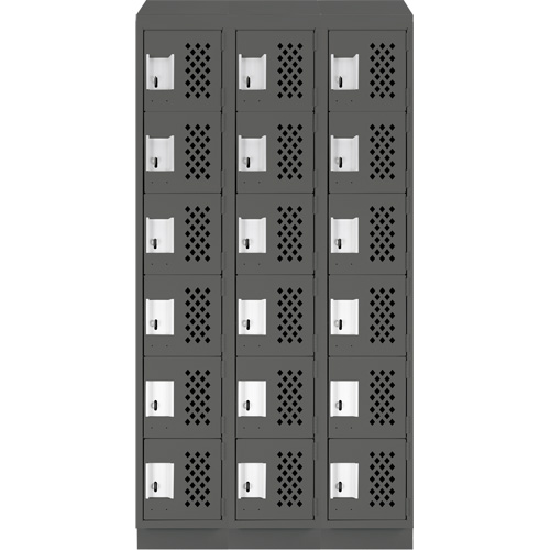 Assembled Lockerettes Clean Line Perforated Economy Lockers, 6 -tier, Bank of 3, 18" x 72" x 12", Steel Cantin et fils