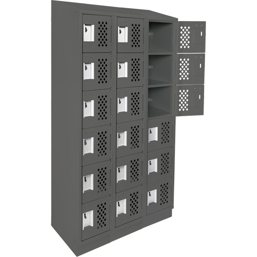 Assembled Lockerettes Clean Line Perforated Economy Lockers, 6 -tier, Bank of 3, 18" x 72" x 12", Steel Cantin et fils