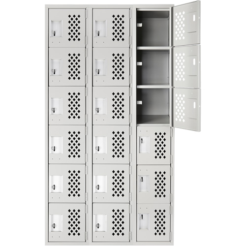Clean Line Lockerettes, 6 -tier, Bank of 3, 18" x 72" x 12", Steel Cantin et fils