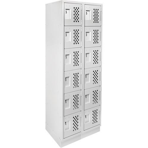 Assembled Lockerettes Clean Line Perforated Economy Lockers, 6 -tier, Bank of 2, 18" x 72" x 12", Steel Cantin et fils