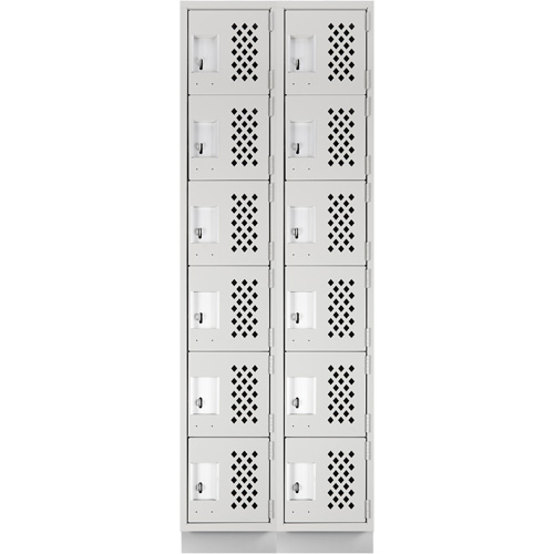 Assembled Lockerettes Clean Line Perforated Economy Lockers, 6 -tier, Bank of 2, 18" x 72" x 12", Steel Cantin et fils