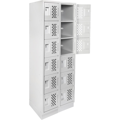 Assembled Lockerettes Clean Line Perforated Economy Lockers, 6 -tier, Bank of 2, 18" x 72" x 12", Steel Cantin et fils