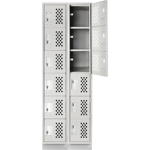 Assembled Lockerettes Clean Line Perforated Economy Lockers, 6 -tier, Bank of 2, 18" x 72" x 12", Steel Cantin et fils