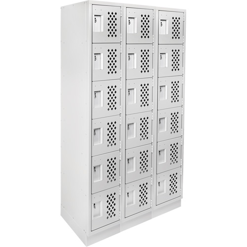 Assembled Lockerettes Clean Line Perforated Economy Lockers, 6 -tier, Bank of 3, 18" x 72" x 12", Steel Cantin et fils