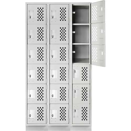 Assembled Lockerettes Clean Line Perforated Economy Lockers, 6 -tier, Bank of 3, 18" x 72" x 12", Steel Cantin et fils