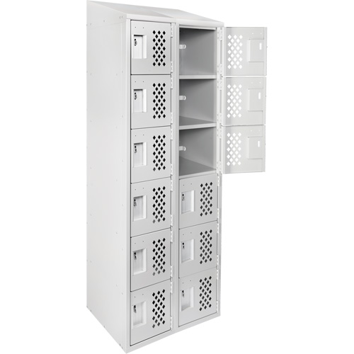 Petit casier perfor&eacute; Clean-Line, 6 niveaux, Bloc de 2, 12" x 72" x 12", Acier Cantin et fils