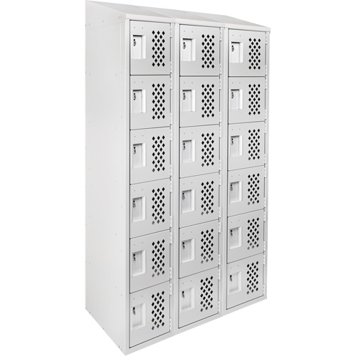 Clean-Line Perforated Lockerette, 6 -tier, Bank of 3, 12" x 72" x 12", Steel Cantin et fils