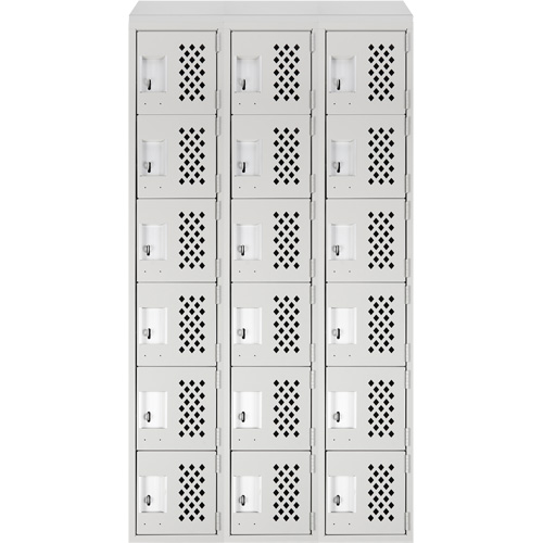 Clean-Line Perforated Lockerette, 6 -tier, Bank of 3, 12" x 72" x 12", Steel Cantin et fils