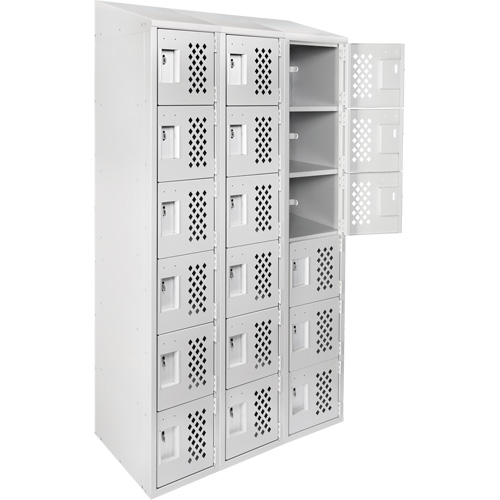 Clean-Line Perforated Lockerette, 6 -tier, Bank of 3, 12" x 72" x 12", Steel Cantin et fils