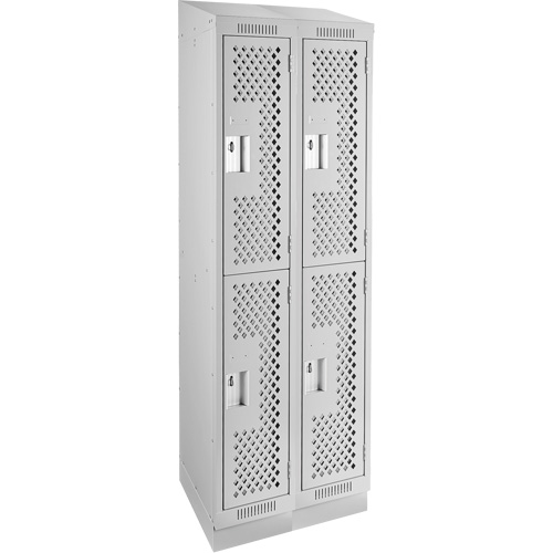 Clean Line Lockers, 2 -tier, Bank of 2, 24" x 15" x 82", Steel, Grey, Rivet (Assembled), Perforated Cantin et fils
