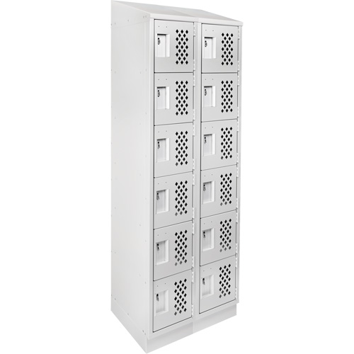 Assembled Lockerettes Clean Line Perforated Economy Lockers, 6 -tier, Bank of 2, 18" x 72" x 12", Steel Cantin et fils