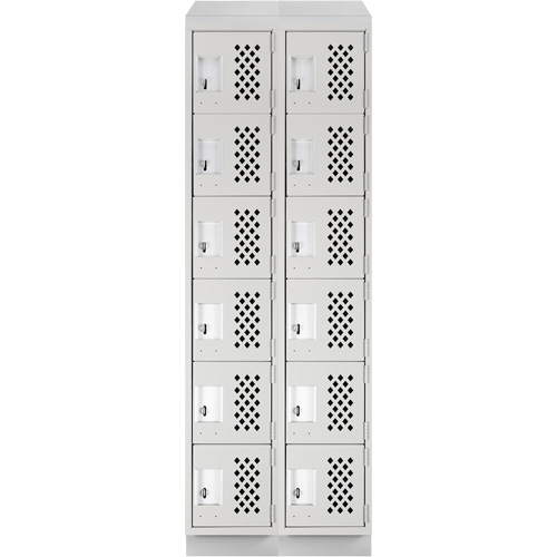 Assembled Lockerettes Clean Line Perforated Economy Lockers, 6 -tier, Bank of 2, 18" x 72" x 12", Steel Cantin et fils