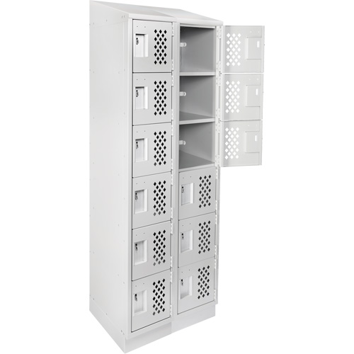 Assembled Lockerettes Clean Line Perforated Economy Lockers, 6 -tier, Bank of 2, 18" x 72" x 12", Steel Cantin et fils