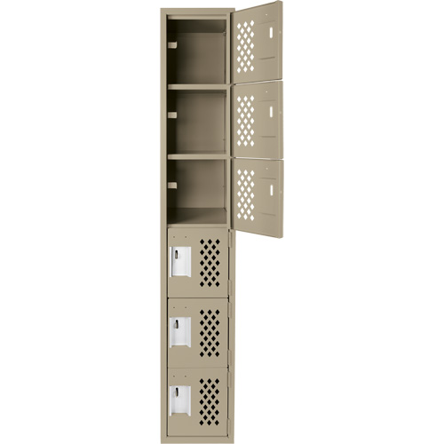 Assembled Lockerettes Clean Line Perforated Economy Lockers, 6 -tier, 18" x 72" x 12", Steel Cantin et fils
