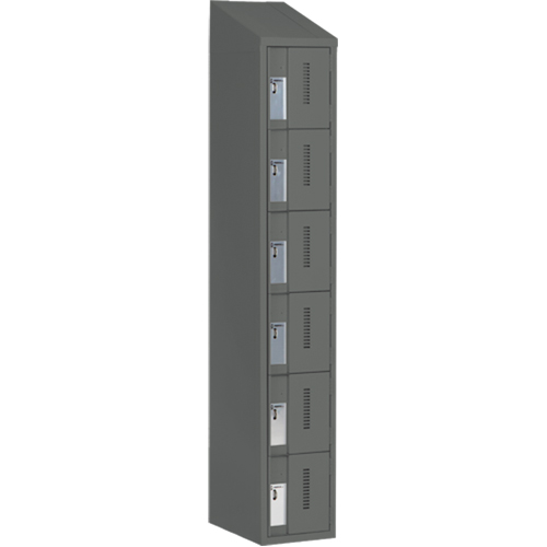 Concorde Heavy-Duty Lockers, 6 -tier, 12" x 18" x 78", Steel, Charcoal, Welded (Assembled) Cantin et fils