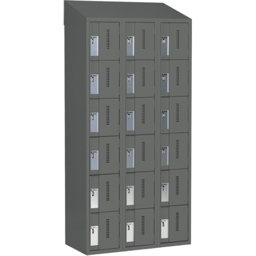 Concorde Heavy-Duty Lockers, 6 -tier, Bank of 3, 36" x 18" x 78", Steel, Charcoal, Welded (Assembled) Cantin et fils