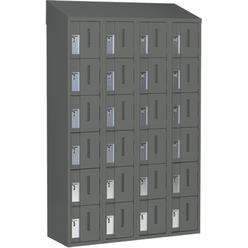 Concorde Heavy-Duty Lockers, 6 -tier, Bank of 4, 48" x 18" x 78", Steel, Charcoal, Welded (Assembled) Cantin et fils