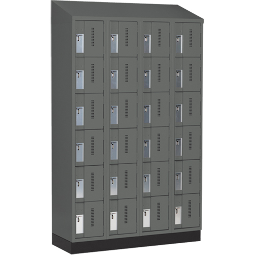Concorde Heavy-Duty Lockers, 6 -tier, Bank of 4, 48" x 18" x 82", Steel, Charcoal, Welded (Assembled) Cantin et fils