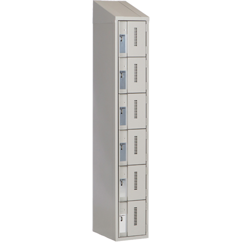 Concorde Heavy-Duty Lockers, 6 -tier, 12" x 18" x 78", Steel, Grey, Welded (Assembled) Cantin et fils
