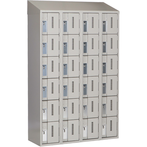 Concorde Heavy-Duty Lockers, 6 -tier, Bank of 4, 48" x 18" x 78", Steel, Grey, Welded (Assembled) Cantin et fils