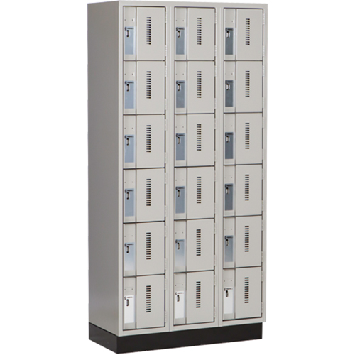 Concorde Heavy-Duty Lockers, 6 -tier, Bank of 3, 36" x 18" x 76", Steel, Grey, Welded (Assembled) Cantin et fils