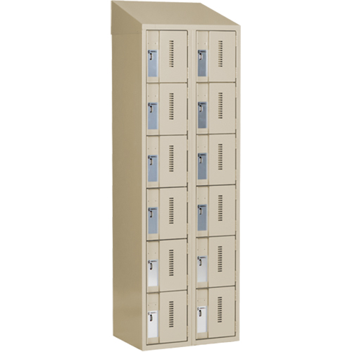 Concorde Heavy-Duty Lockers, 6 -tier, Bank of 2, 24" x 18" x 78", Steel, Beige, Welded (Assembled) Cantin et fils