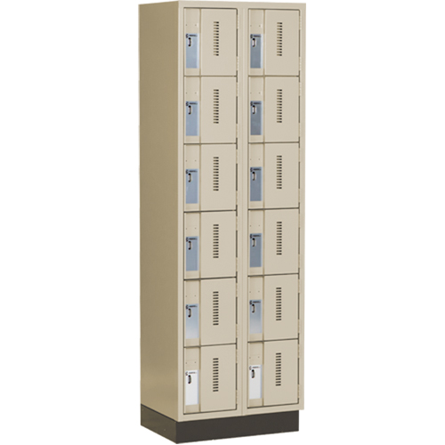 Concorde Heavy-Duty Lockers, 6 -tier, Bank of 2, 24" x 18" x 76", Steel, Beige, Welded (Assembled) Cantin et fils
