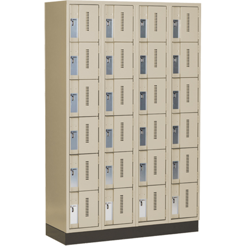 Concorde Heavy-Duty Lockers, 6 -tier, Bank of 4, 48" x 18" x 76", Steel, Beige, Welded (Assembled) Cantin et fils