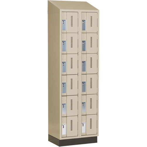 Concorde Heavy-Duty Lockers, 6 -tier, Bank of 2, 24" x 18" x 82", Steel, Beige, Welded (Assembled) Cantin et fils