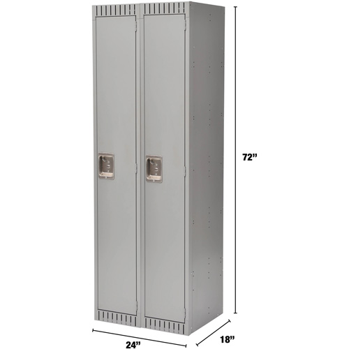 Lockers, Bank of 2, 24" x 18" x 72", Steel, Grey, Rivet (Assembled) Cantin et fils