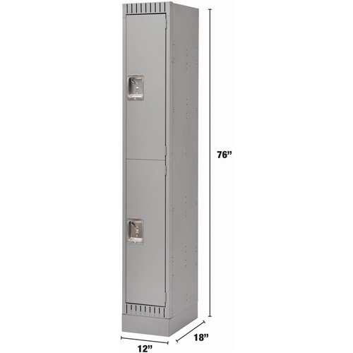 Lockers, 2 -tier, 12" x 18" x 76", Steel, Grey, Knocked Down Cantin et fils