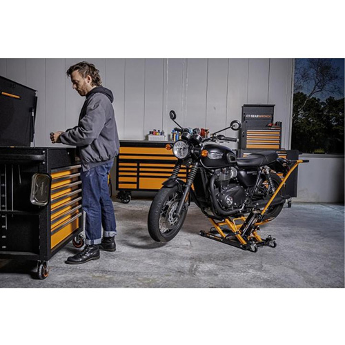 ATV and Motorcycle Jack, 0.75 Ton(s) Capacity, 4-2/3" Lowered, 14-1/2" Raised, Manual Hydraulic Cantin et fils
