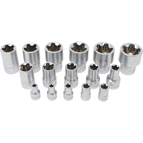 Jeu de douilles TORX EPR &agrave; 5 pans, 16 Morceaux, Prise de 1/4"/3/8"/1/2" Cantin et fils