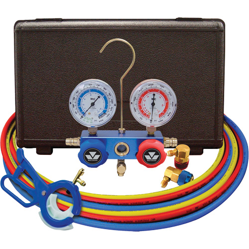 Jeu de manom&egrave;tres collecteurs pour automobile avec coupleurs et robinet perce-canette lat&eacute;rale 3 en 1 Cantin et fils