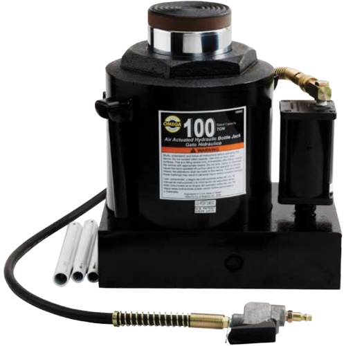 Air Actuated Bottle Jack, 100 Ton(s), Air Hydraulic/Manual Hydraulic, 17-22/25" Raised Height Cantin et fils