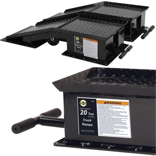 Rampes pour camions lourds avec longue poign&eacute;e en T, Capacit&eacute; 40 000 lb, 45" lo, 13-1/2" la, Hauteur de 9-19/50" Cantin et fils