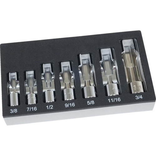 SAE Flare Nut Socket Set with Foam Tray, 7 Pieces, 3/8" Drive Size Cantin et fils