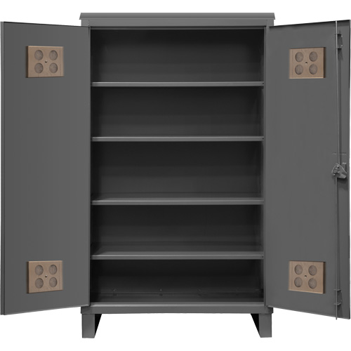 Heavy-Duty Outdoor Cabinet, Steel, 4 Shelves, 78" H x 60" W x 24" D, Grey Cantin et fils